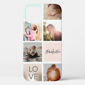 girly gold pink monogram love photo collage grid Case-Mate iPhone case